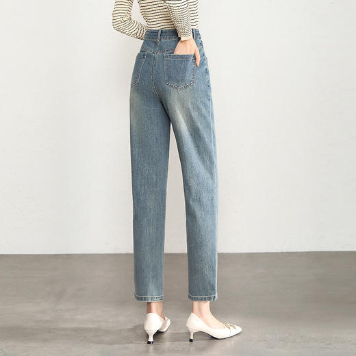 牛仔小筒裤时尚气质，蓝色哈伦裤高腰休闲裤QYM- HWM-8701-Y 商品图2