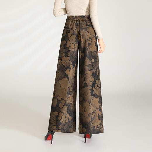 时尚气质阔腿裤，休闲裤长款宽松印花裤QYM- HWM-8815-Y 商品图2