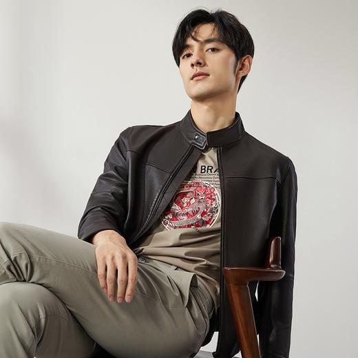 【绵羊皮】柒牌真皮立领皮衣男2024秋冬新款商务休闲男士防风外套	127J70450 商品图1