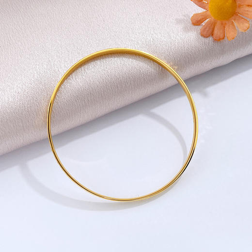 【限时克减150元】足金 碎碎冰 超轻 空心固口手镯镜面金碎碎冰固口线镯（面宽约2.6-3.0mm，厚约1.2mm)(AISZ00633-1)（预售产品下单后不退款不退货不换货不补差价） 商品图1