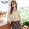 OLrain欧芮儿淡黄色针织衫女秋2024新款时尚简约圆领开衫短款上衣 商品缩略图0