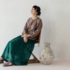 * 绽放旅行女装607朵/早秋新款双色苎麻炒色印花小衫玉石扣长袖衬衫 商品缩略图1