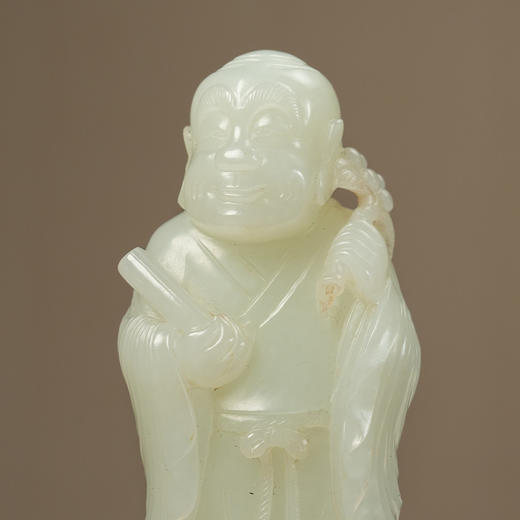 清 和田玉雕持经罗汉（红木座） 商品图2