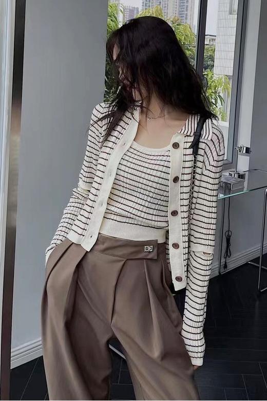 LNNNS 米棕色条纹针织两件套 13486 商品图1