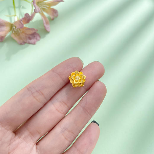 【限时7.5折】【定价黄金】足金 【精品】3D硬金空心莲花花形手串配件(AU3DSC00003)（预售产品下单后不退款不退货不换货不补差价）（预售产品下单后不退款不退货不换货不补差价） 商品图4