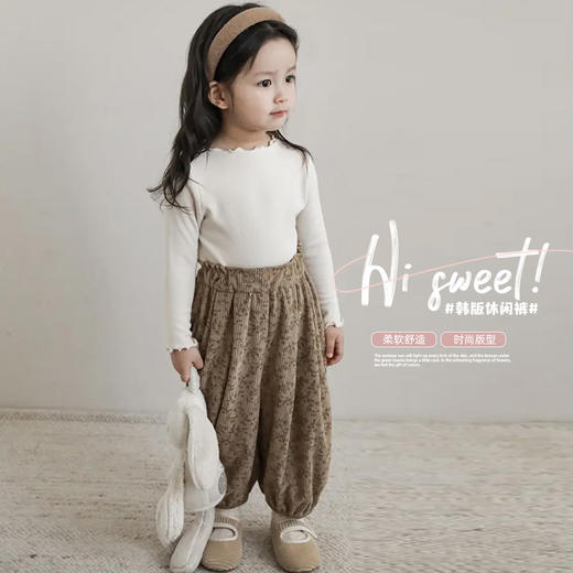 【低至39.9/2条】女童秋冬款碎花灯芯绒长裤宝宝可爱宽松韩版束脚休闲裤子印花童装 商品图2