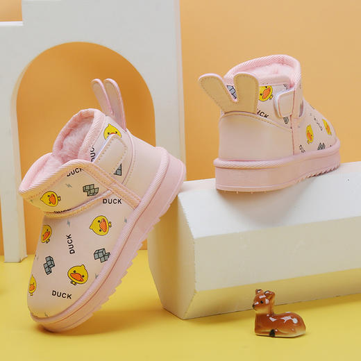 【贴心加绒 带来温暖~】冬季新款 儿童雪地靴 男童防水加厚宝宝棉鞋 软底女童加绒保暖童棉靴-QQ 商品图2