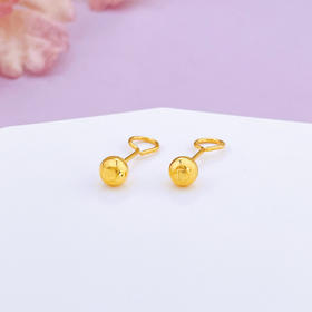 【限时克减150元】足金999 5G黄金空心猫眼泡钉耳钉小金珠圆珠耳钉(珠约4.7-5.1mm)(AG5GES00116-1)（预售产品下单后不退款不退货不换货不补差价）