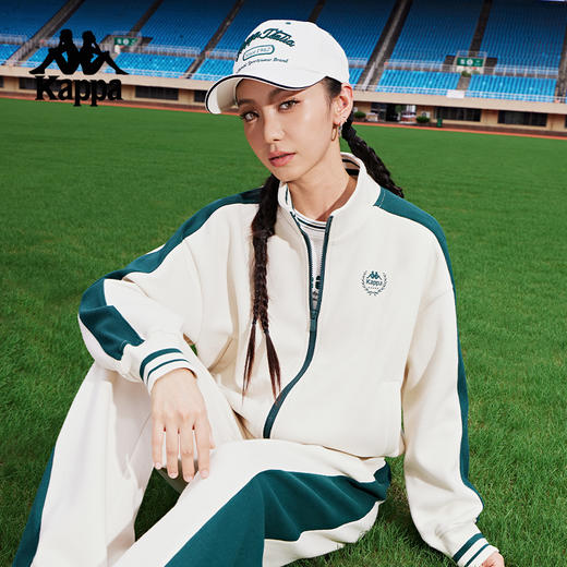 Kappa卡帕背靠背秋季新款运动外套复古针织开衫卫衣休闲上衣女款K0E62WK01 商品图0