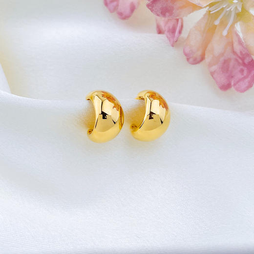 【限时克减128元】足金999 【精品】镂空镜面金C型轻奢高级感耳饰耳包（配胶塞）(AUES00002)（预售产品下单后不退款不退货不换货不补差价（预售产品下单后不退款不退货不换货不补差价 商品图0