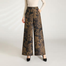 时尚气质阔腿裤，休闲裤长款宽松印花裤QYM- HWM-8815-Y