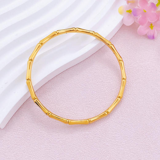 【限时克减150元】足金 无氰5D硬金空心固口手镯竹报平安节节高升竹节手镯（面宽约3.7-4.1mm，厚约2.8mm)(AR5DSZ00008)（预售产品下单后不退款不退货不换货不补差价） 商品图1