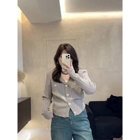 2024新品 佳佳同款【黑骑士-加色版】法式V领小香气质针织开衫小香风短款短款