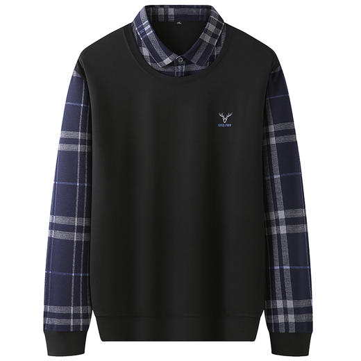 【假两件】【新款DDA】大依优型大码男士假两件长袖T恤商务休闲上衣加肥加大胖子舒适 商品图2