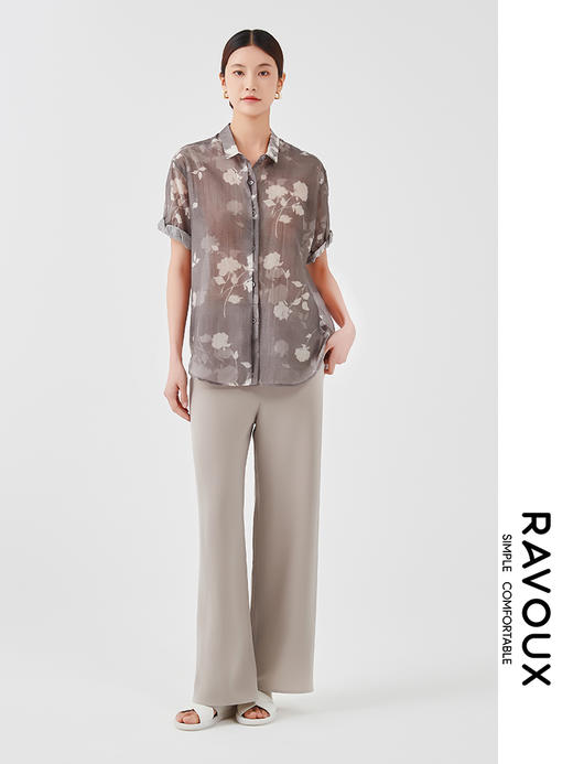 262169909简约腰头轻薄阔腿裤 商品图2