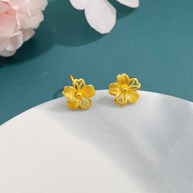 【限时克减150元】足金999.9 #招桃花 【精品】镂空相遇美好樱花桃花花形耳饰耳钉(AUWZES00012)（预售产品下单后不退款不退货不换货不补差价