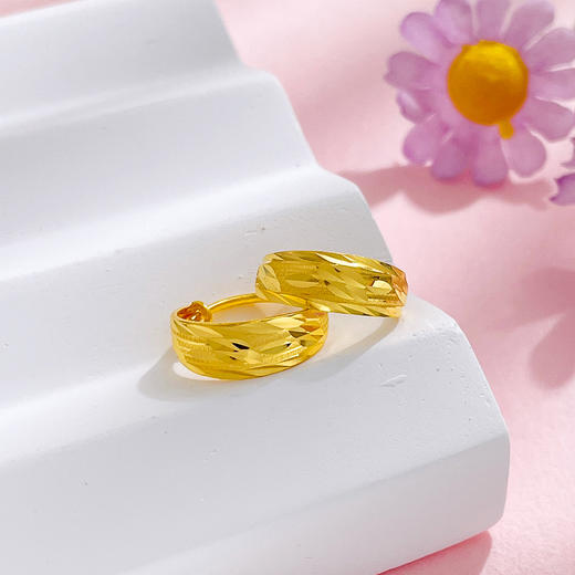 【限时克减128元】足金999.9 车花蛇肚耳饰耳圈耳包(ES00639)（预售产品下单后不退款不退货不换货不补差价（预售产品下单后不退款不退货不换货不补差价 商品图0