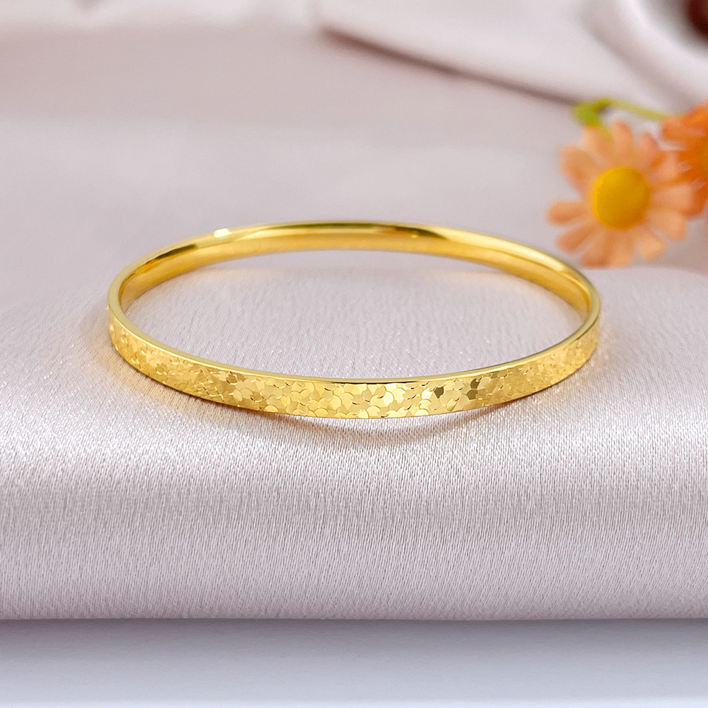 【限时克减150元】足金#碎碎冰 #【精品】空心固口手镯镜面金碎碎冰固口线镯（面宽约3.5-3.9mm，厚约1.5mm)(AISZ00633-2)（预售产品下单后不退款不退货不换货不补差价）