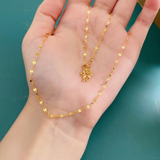 【限时克减150元】足金999 (足金999字印)5G黄金不可调节嘴唇链项链美妆链项链(5GXL00062-02)（预售产品下单后不退款不退货不换货不补差价） 商品图2