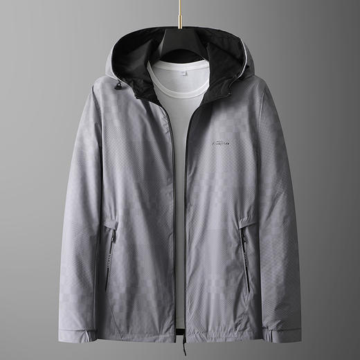 【实体店同款】【双面穿】【新款DPX】大依优型大码男装连帽夹克加肥加大休闲夹克胖子宽松外套上衣 商品图6