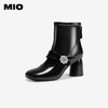 MIO米奥花朵点缀显瘦圆头高跟靴子小众设计时装靴女M245603041 商品缩略图1