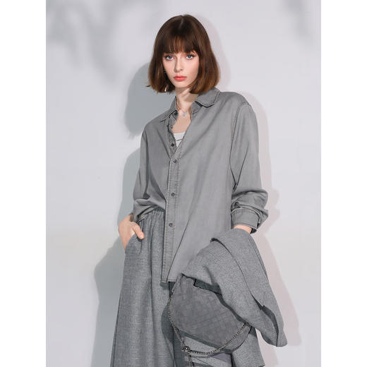 COCOBELLA[100%莱赛尔]复古水洗牛仔衬衫女25早春休闲衬衣DN0051 商品图3