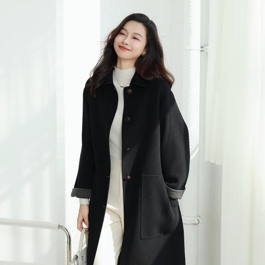 火桐hooton 新年战袍 双面30羊绒牛角扣中长款西藏大衣3455 商品图5