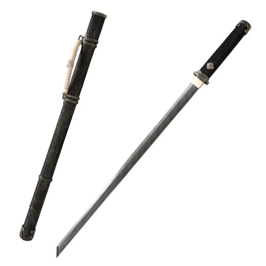 瑞霜唐横刀剑 传统手工宝剑 龙泉沈广隆花纹钢一体剑 未开刃 商品图6