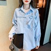 【Polo领蓝色衬衫】设计感小众蝴蝶结长袖衬衣 春秋chic减龄甜美上衣  商品缩略图0