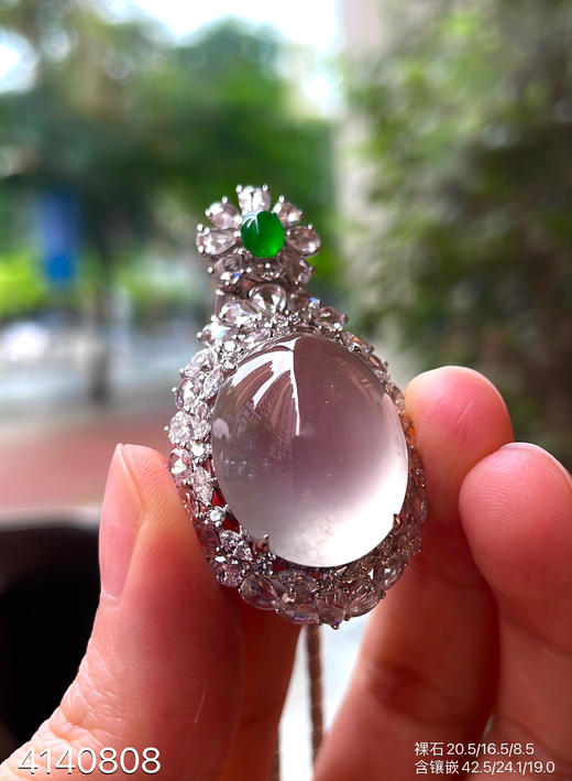 玻璃种蛋面吊坠【4140808】具体价格微信咨询 商品图5