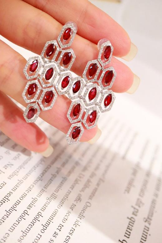 4.1ct 红宝石耳环 商品图0