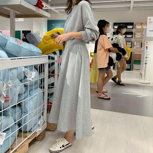 【秋冬时尚卫衣连衣裙】新款韩版气质长袖显瘦大摆收腰长款连衣裙女装潮 商品图3