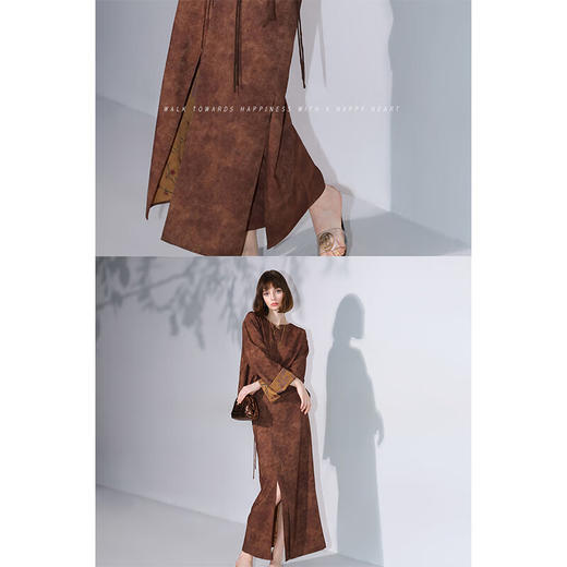 COCOBELLA仿香云纱双面异色提花半身裙新中式国风长裙HS0055 商品图2