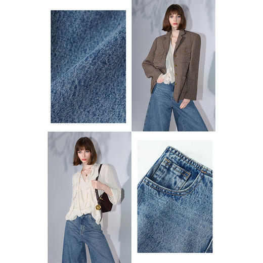 COCOBELLA高街复古九分牛仔裤女早秋宽松遮胯直筒阔腿裤DN87 商品图1