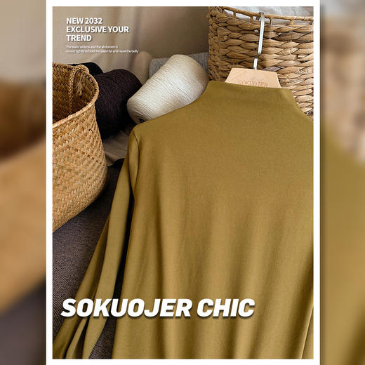 【柔软舒适！修身显瘦】高品质软糯双面磨毛半高领打底衫女秋冬修身显瘦长袖t恤内搭上衣，修身设计，双面磨毛加持，保暖不挑场合。ry 商品图9