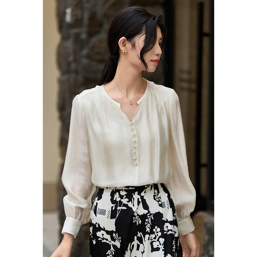 重磅人丝 单层不透 媲美真丝质感 轻奢高级感衬衫初秋法式氛围感穿搭上衣女3798 商品图1