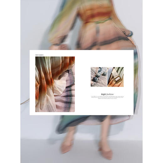 【限时秒杀】COCOBELLA[赤霞橘光]手绘彩虹条纹飘逸长袖连衣裙套装FR7045 商品图4