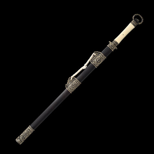 神都环首刀剑 手工传统一体刀剑花纹钢刀剑龙泉沈广隆宝剑 未开刃 商品图7