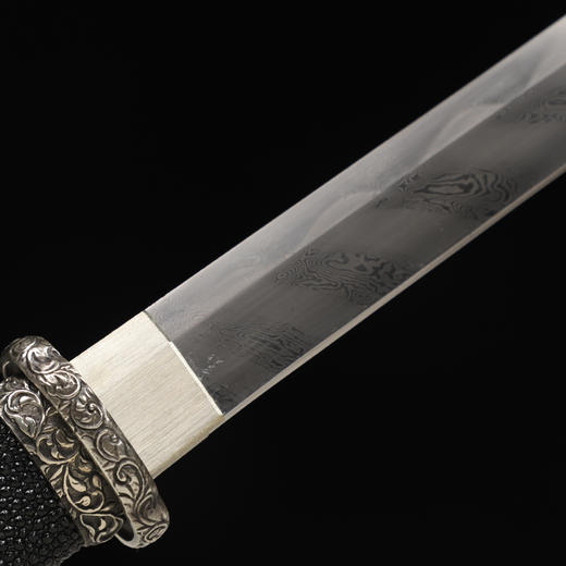 瑞霜唐横刀剑 传统手工宝剑 龙泉沈广隆花纹钢一体剑 未开刃 商品图3