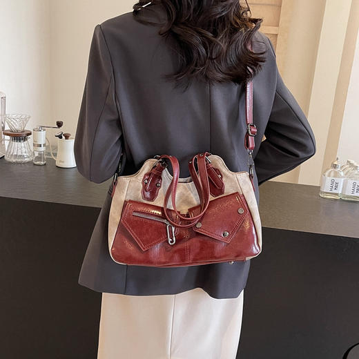 ajuan-6619时尚拼色外贸大容量包包女2024新款女包简约女士单肩包百搭托特包 商品图1