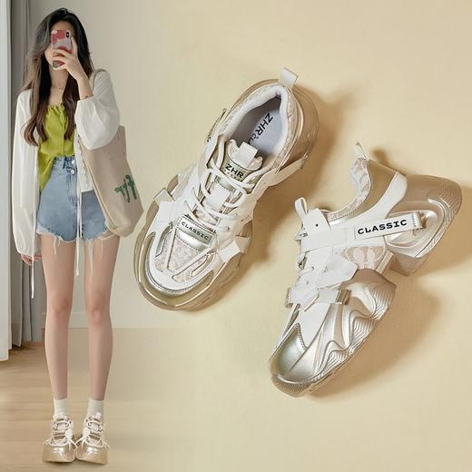 ZHR则则厚底老爹鞋女2024夏季新款百搭小个子增高软底运动休闲鞋 商品图0