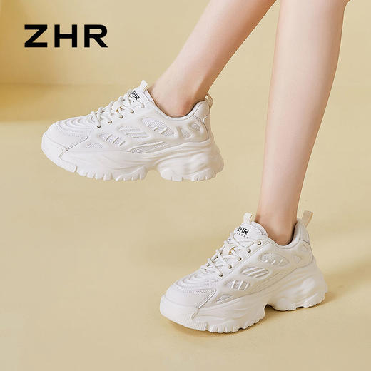 ZHR则则厚底老爹鞋女2024新款网面透气运动休闲鞋增高轻便小白鞋 商品图7