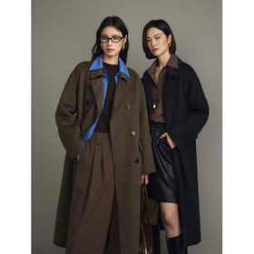 棉仓356666006-MAX*翻领双排扣廓形双面呢大衣