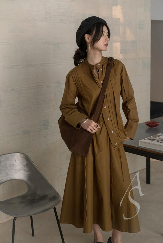 Mark Kenly Domino Tan 白色/赭黄色NANDA松紧腰棉质半裙 商品图11