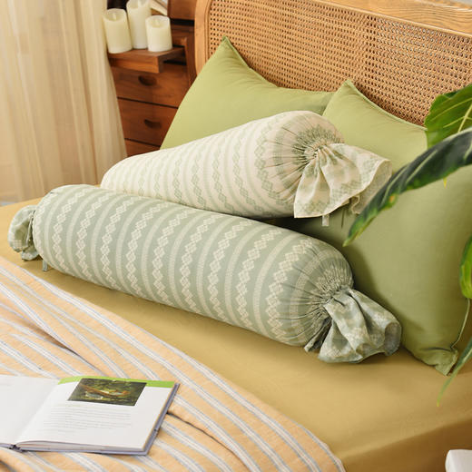 蕾丝条纹系列糖果枕抱枕睡觉荞麦壳枕头圆柱枕单人家用卡通可拆洗 商品图1