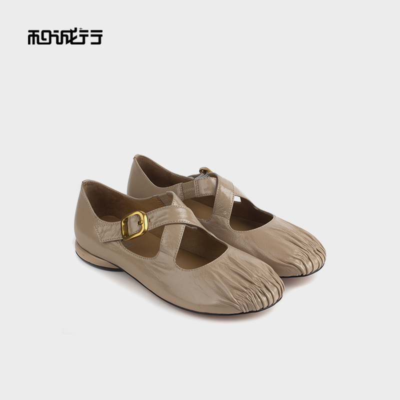 和诚行 2024秋冬新款时尚交叉带芭蕾舞鞋女内增高玛丽珍鞋1580153