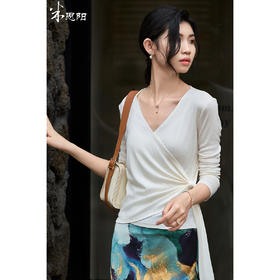 剩S/M 米思阳2025秋季新款设计感V领不规则绑带天丝衬衫内搭上衣女3839