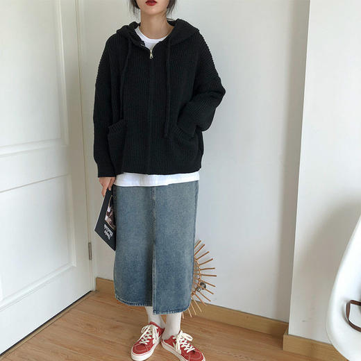 【宽松慵懒风！新款开衫外套】连帽毛衣开衫外套女秋冬季新款复古慵懒风针织衫上衣潮。ry 商品图3