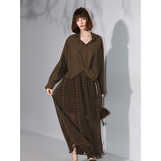 COCOBELLA重工镂空刺绣蕾丝半身裙度假风流苏大摆长裙HS3063B 商品图1