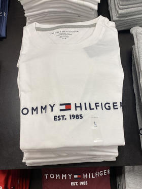 Tommy Hilfiger/汤米 男士休闲简约字母刺绣圆领常规版短袖T恤
